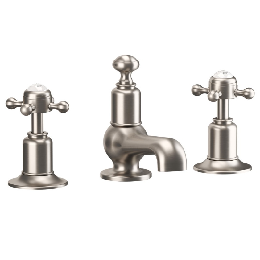 Cutout image of Crosswater Belgravia Brushed Nickel Deck-Mounted Basin Mixer Set